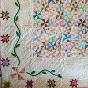 wind mills pattern quilt with a beautiful border.